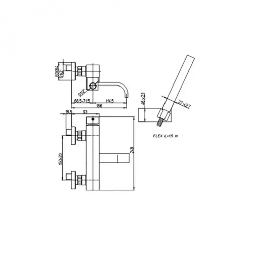 Смеситель для ванны PAINI Dax-R с аксессуаром, хром (CR)