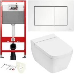 TECE K440417.WC2 TECEone Полный комплект 5 в 1 для установки подвесного унитаз с крышкой/сиденьема, панель белая матовая, унитаз с крышкой/сиденьем TECEone
