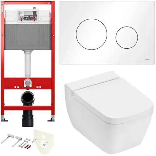 TECE K440920.WC2 TECEone Полный комплект 5 в 1 для установки подвесного унитаз с крышкой/сиденьема, панельбелая, унитаз с крышкой/сиденьем TECEone