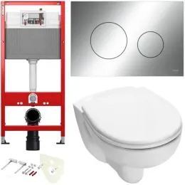 TECE K440921.WC1 TECbase Полный комплект 5 в 1 для установки подвесного унитаз с крышкой/сиденьема, панельхром глянцевый, унитаз с крышкой/сиденьем V04