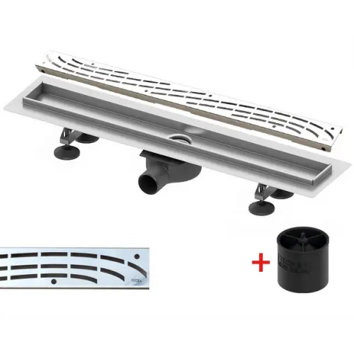 TECE KL9003 TECElinus Комплект TECElinus для монтажа дренажного канала с декоративной решеткой "swing", со стаканом с мембраной, длина 900 мм