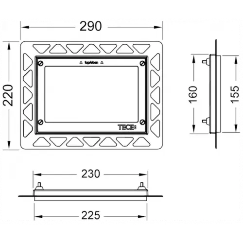 TECE 9240644 TECE Аксессуары Монтажная рамка для монтажа на уровне стены, материал металл, цвет металлический глянцевый