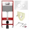 TECE K440650 TECEbase BASE 2.0 Комплект инсталляции 4 в 1 с панелью смыва ТЕСЕloop, стекло белое, клавиши белые, для установки подвесного унитаза
