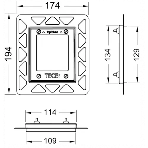 TECE 9242646 TECE Аксессуары Монтажная рамка для установки панелей смыва писсуара на уровне стены, материал пластик, цвет белый