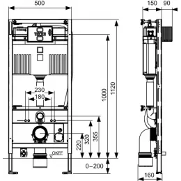 TECE 9300344 TECEprofil Застенный модуль инсталляция со смывным бачком Uni 2.0, для унитаза-биде TOTO Neorest AC/EW, высота 1120 мм