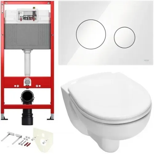 TECE K440650.WC1 TECbase Полный комплект 5 в 1 для установки подвесного унитаз с крышкой/сиденьема, панель белая стеклянная, унитаз с крышкой/сиденьем V04