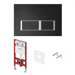 TECE S955202 Комплект для установки подвесного унитаза: застенный модуль TECEspring, пластиковая панель смыва TECEspring V, черный матовый