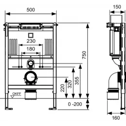 TECE 9300291 TECEprofil Застенный модуль TECEprofil со смывным бачком Uni 750, высота 750 мм