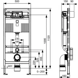 TECE 9300379 TECEprofil UNI 2.0 Застенный модуль инсталляция со смывным бачком Uni 2.0, для универсального подключения к унитазу-биде, высота 1120 мм