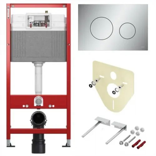 TECE K440922 TECEbase BASE 2.0 Комплект инсталляции 4 в 1 с панелью смыва ТЕСЕloop 2.0, цвет хром матовый, для установки подвесного унитаза