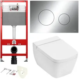 TECE K440921.WC2 TECEone Полный комплект 5 в 1 для установки подвесного унитаз с крышкой/сиденьема, панельхром глянцевый, унитаз с крышкой/сиденьем TECEone