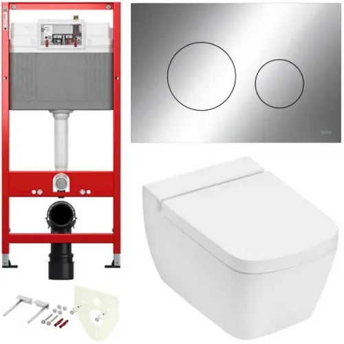 TECE K440921.WC2 TECEone Полный комплект 5 в 1 для установки подвесного унитаз с крышкой/сиденьема, панельхром глянцевый, унитаз с крышкой/сиденьем TECEone