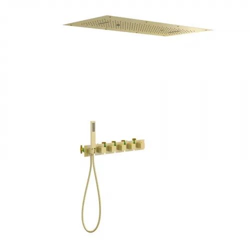 Timo. Душевая система встроенная с термостатом Petruma SX-5329/17SM Золото матовое