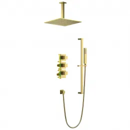 Timo. Душевая система встроенная с термостатом Selene SX-2229/17SM Золото матовое