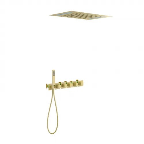 Timo. Душевая система встроенная с термостатом Petruma SX-5229/17SM Золото матовое