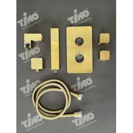 Timo. Душевая система встроенная с термостатом Petruma SX-5029/17SM Золото матовое