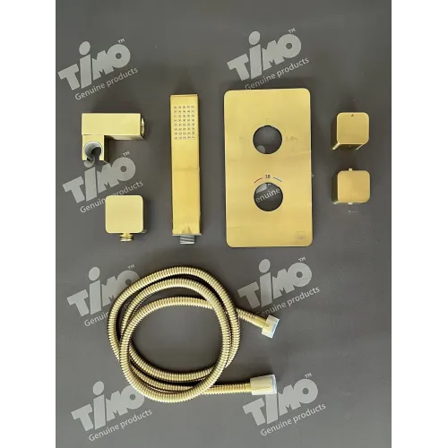 Timo. Душевая система встроенная с термостатом Petruma SX-5029/17SM Золото матовое