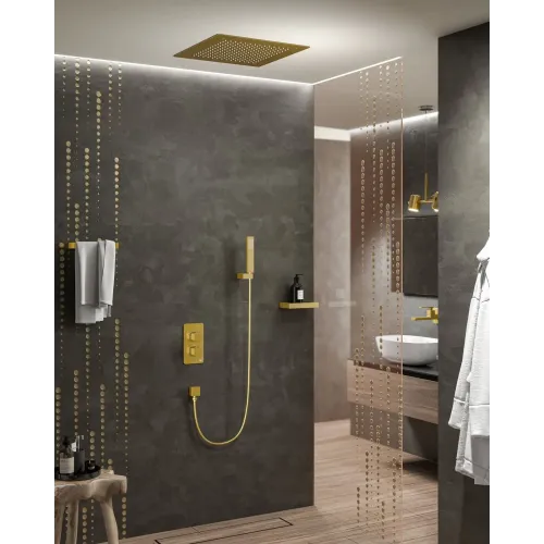 Timo. Душевая система встроенная с термостатом Petruma SX-5029/17SM Золото матовое
