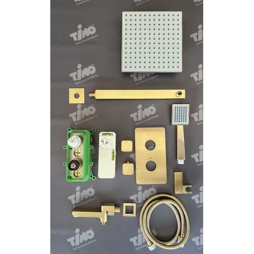 Timo. Душевая система встроенная с термостатом Petruma SX-5049/17SM Золото матовое