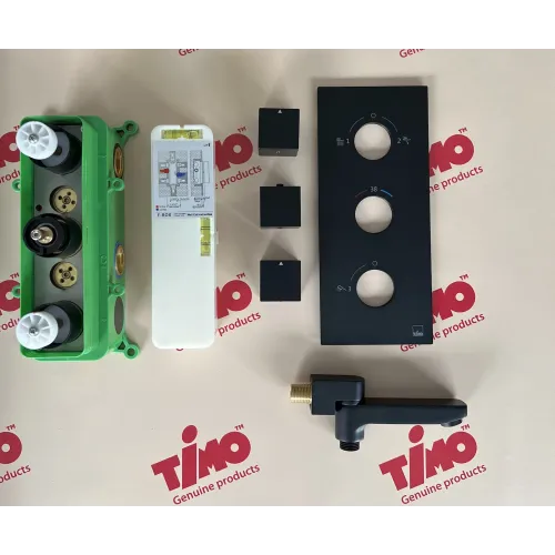 Timo. Душевая система встроенная с термостатом Petruma SX-5079/03SM Черный