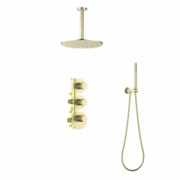 Timo. Душевая система встроенная с термостатом Saona SX-2399/17SM Золото матовое