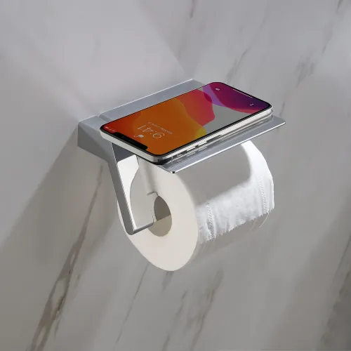 Timo. Бумагодержатель с полкой для телефона Selene 10043/00 Хром