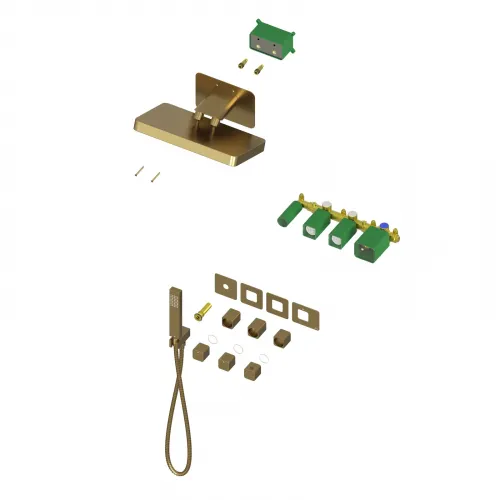 Timo. Душевая система встроенная с термостатом Petruma SX-5249/17SM Золото матовое