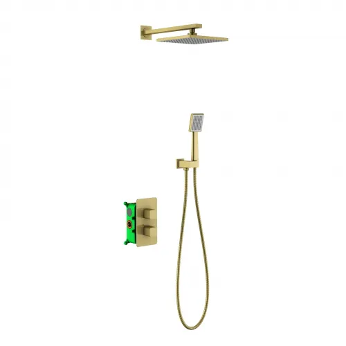 Timo. Душевая система встроенная с термостатом Petruma SX-5059/17SM Золото матовое