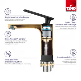 Timo. Смеситель для раковины с гигиеническим душем Torne 4360/03G Черный