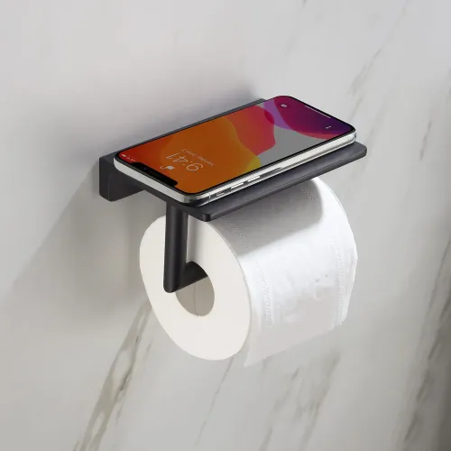 Timo. Бумагодержатель с полкой для телефона Saona 13043/03 Черный
