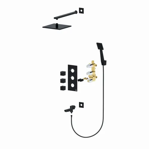 Timo. Душевая система встроенная с термостатом Tetra-Thermo SX-0199/03SM Черный