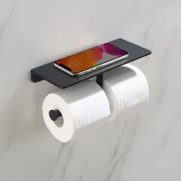 Timo. Бумагодержатель двойной с полкой для телефона Selene 12045/03 Черный