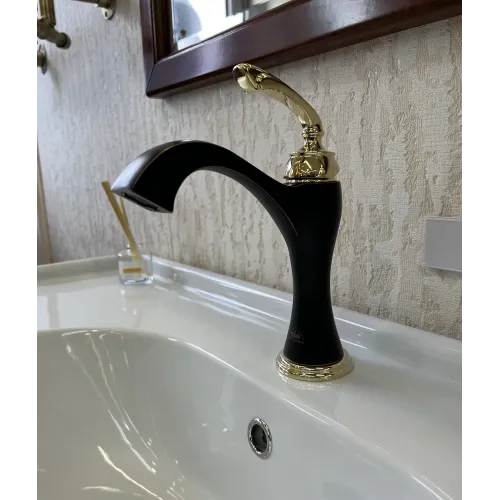 Timo. Смеситель для раковины Unari 7501/04F Черный антик-Золото