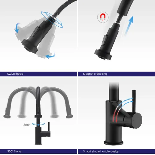 Timo. Смеситель для кухни с выдвижной лейкой Saona 2316/03FL Черный