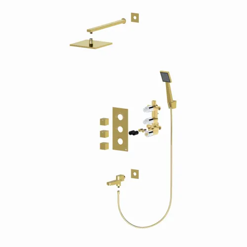 Timo. Душевая система встроенная с термостатом Tetra-Thermo SX-0199/17SM Золото матовое