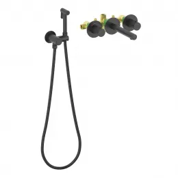 Timo. Смеситель для раковины встроенный с термостатом, с гигиеническим душем Saona 2383/03SM Черный