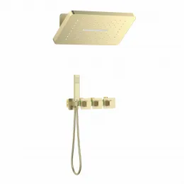 Timo. Душевая система встроенная с термостатом Petruma SX-5249/17SM Золото матовое
