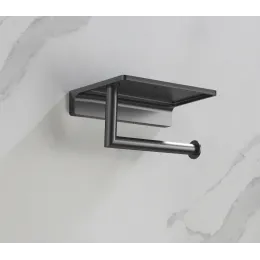 Timo. Бумагодержатель с полкой для телефона Saona 13043/18 Черное золото