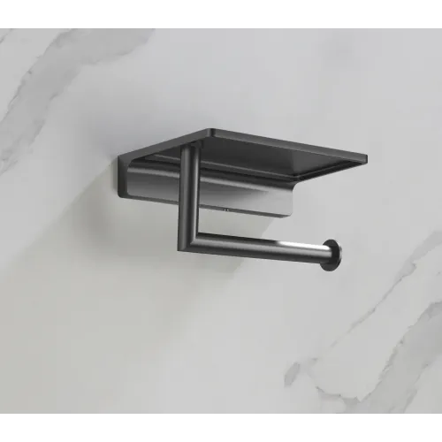 Timo. Бумагодержатель с полкой для телефона Saona 13043/18 Черное золото