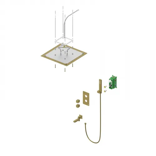 Timo. Душевая система встроенная с термостатом Petruma SX-5019/17SM Золото матовое