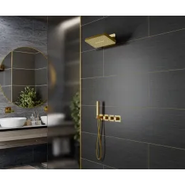Timo. Душевая система встроенная с термостатом Petruma SX-5249/17SM Золото матовое