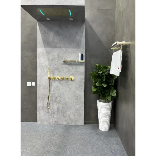 Timo. Душевая система встроенная с термостатом Saona SX-2319/17SM Золото матовое