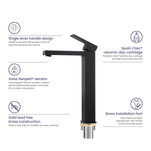 Timo. Смеситель для раковины-чаши Selene 3061/03F Черный