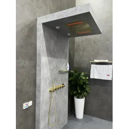Timo. Душевая система встроенная с термостатом Saona SX-2319/17SM Золото матовое