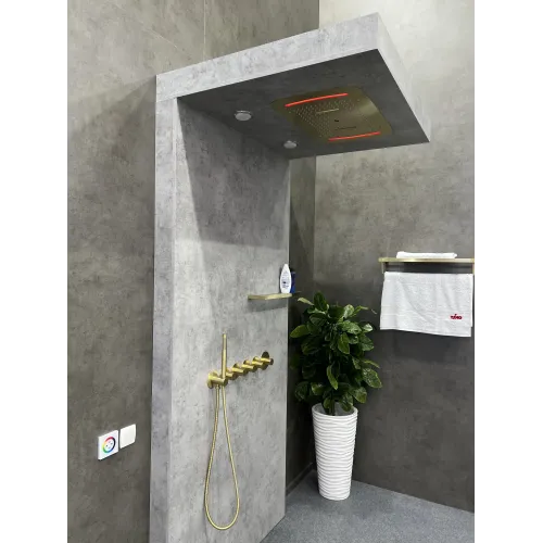 Timo. Душевая система встроенная с термостатом Saona SX-2319/17SM Золото матовое