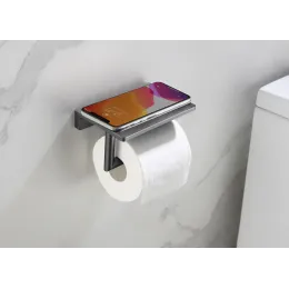 Timo. Бумагодержатель с полкой для телефона Saona 13043/18 Черное золото