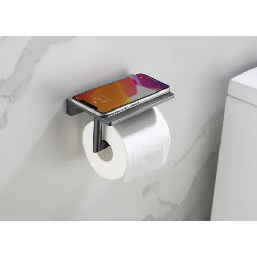 Timo. Бумагодержатель с полкой для телефона Saona 13043/18 Черное золото