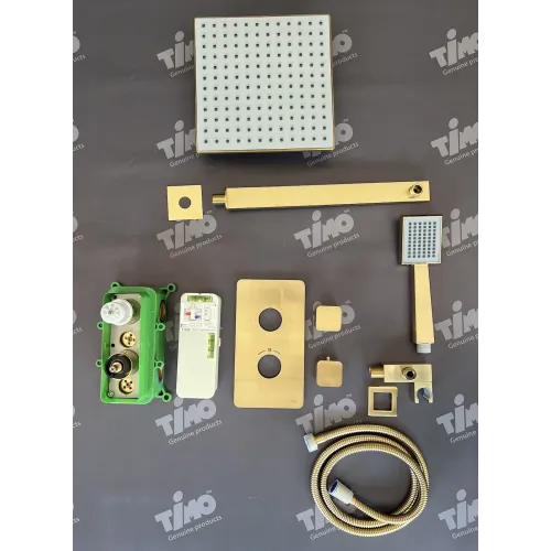 Timo. Душевая система встроенная с термостатом Petruma SX-5059/17SM Золото матовое