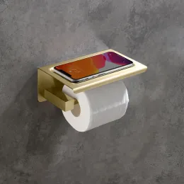 Timo. Бумагодержатель с полкой для телефона Selene 17044/17 Золото матовое