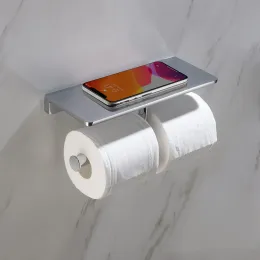 Timo. Бумагодержатель двойной с полкой для телефона Selene 10045/00 Хром